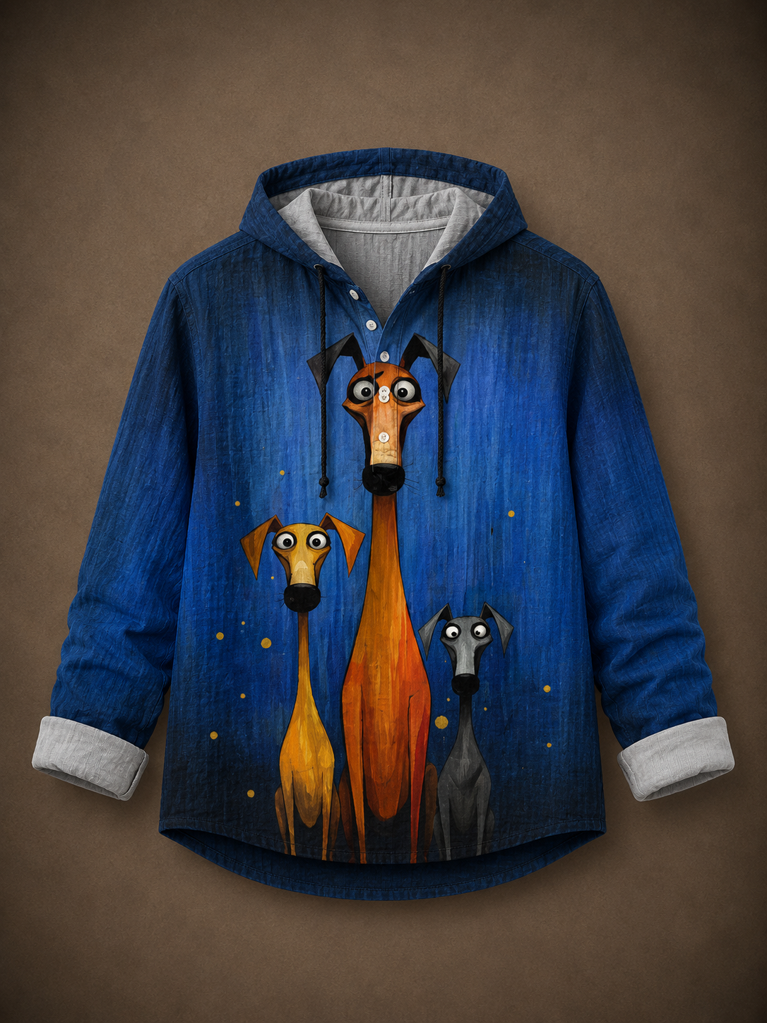 Premium Dog Graphic Hooded Shirt – Artistic Full Sleeve Casual Overshirt
