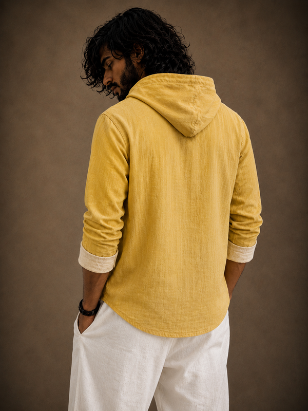 Premium Map Graphic Hooded Shirt – Artistic Full Sleeve Casual Overshirt