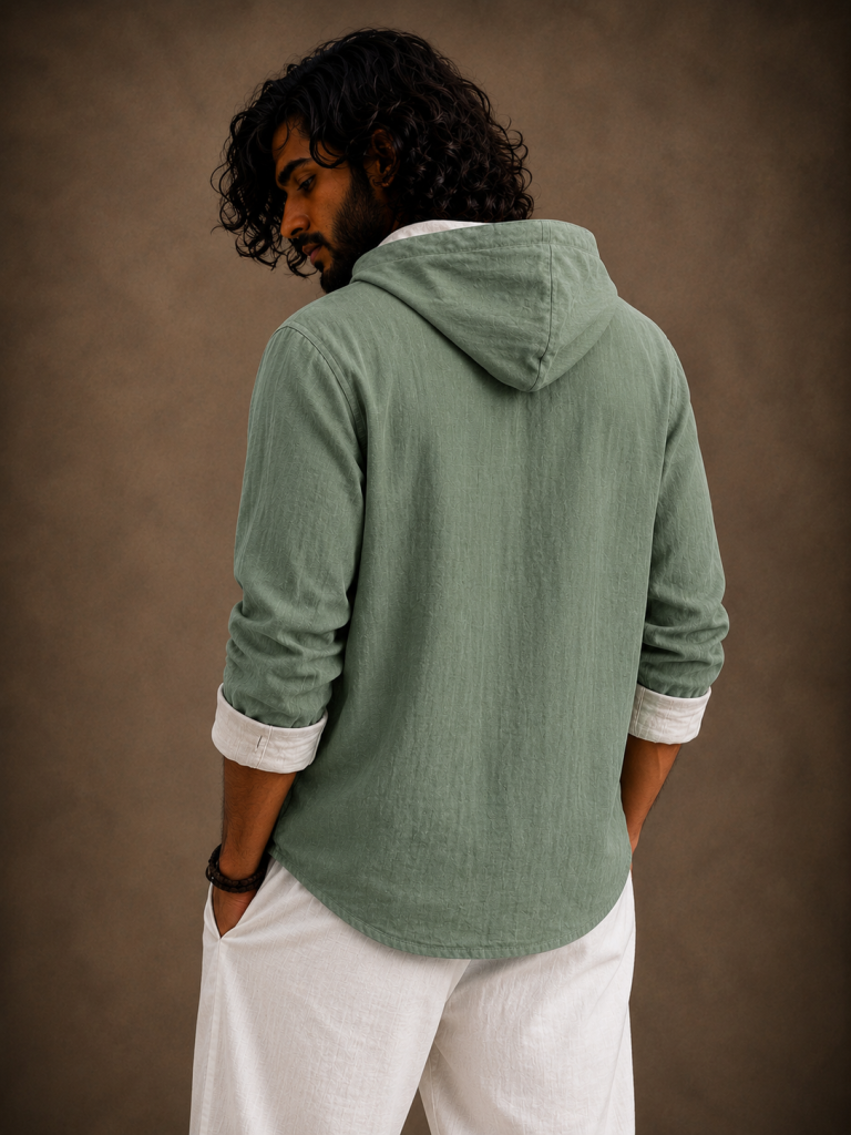Premium Cat Graphic Hooded Shirt – Casual Full Sleeve Overshirt
